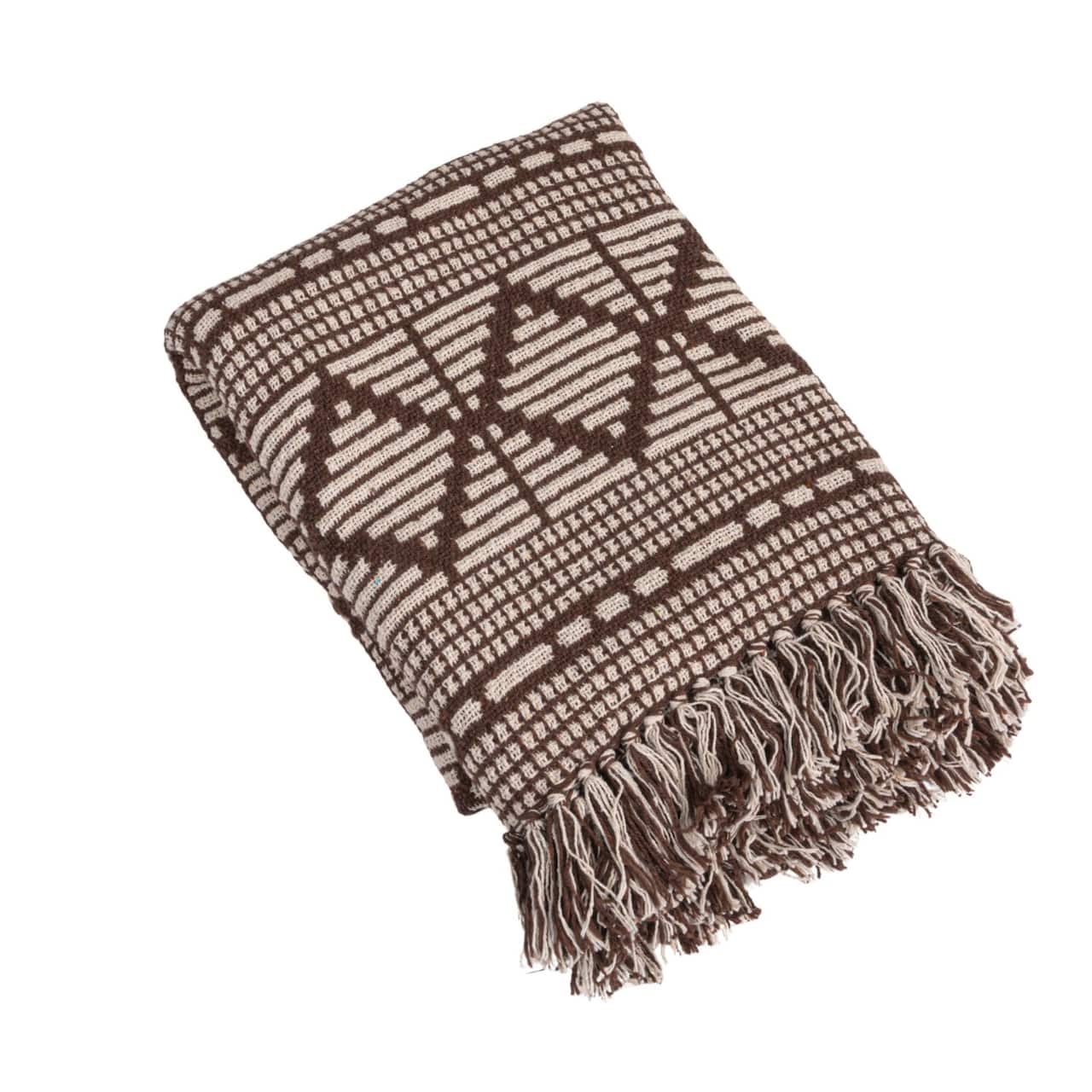 Hello Honey® Brown & Beige Diamond Soft Recycled Cotton Blend Throw